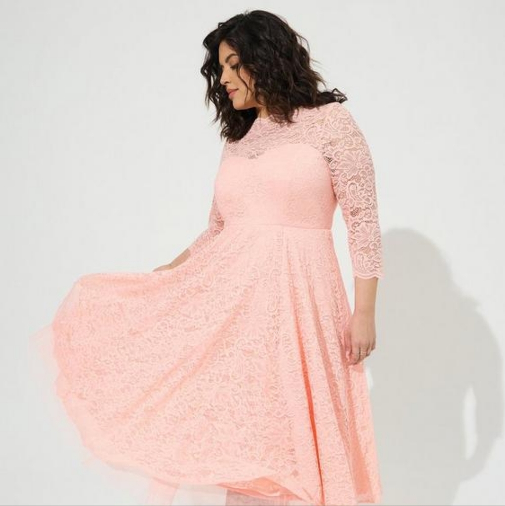 Torrid Midi Lace Illusion Dress